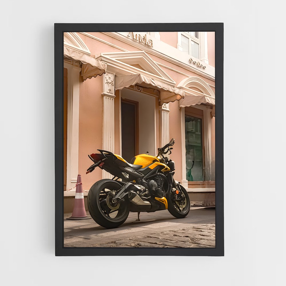 Poster Moto Jaune Sur Rue – affiche Triumph (vue 2)